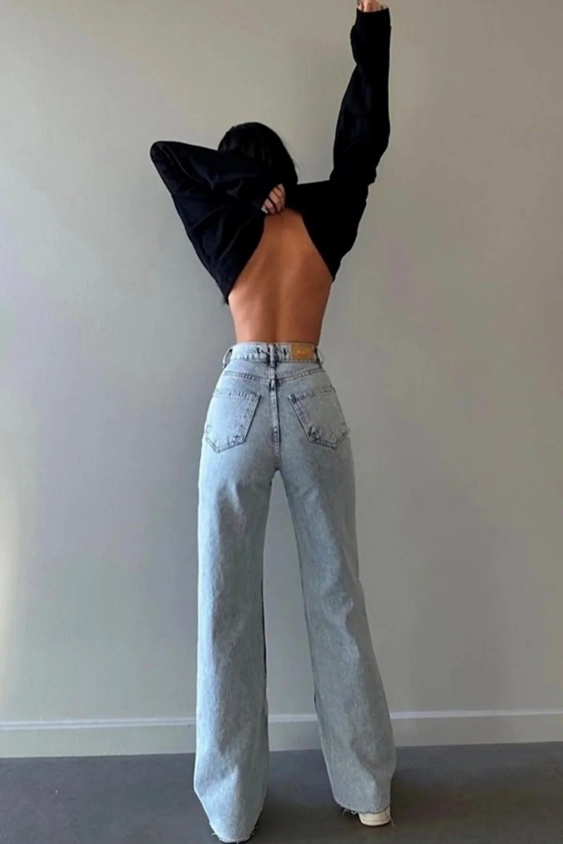 -buz Kar Likralı Süper Yüksek Bel Salaş Jeans Palazzo Pantolon. (süper Yüksek) Wide Leg -buz Kar Likralı Süper Yüksek Bel Salaş Jeans Palazzo Pantolon. (süper Yüksek) Wide Leg