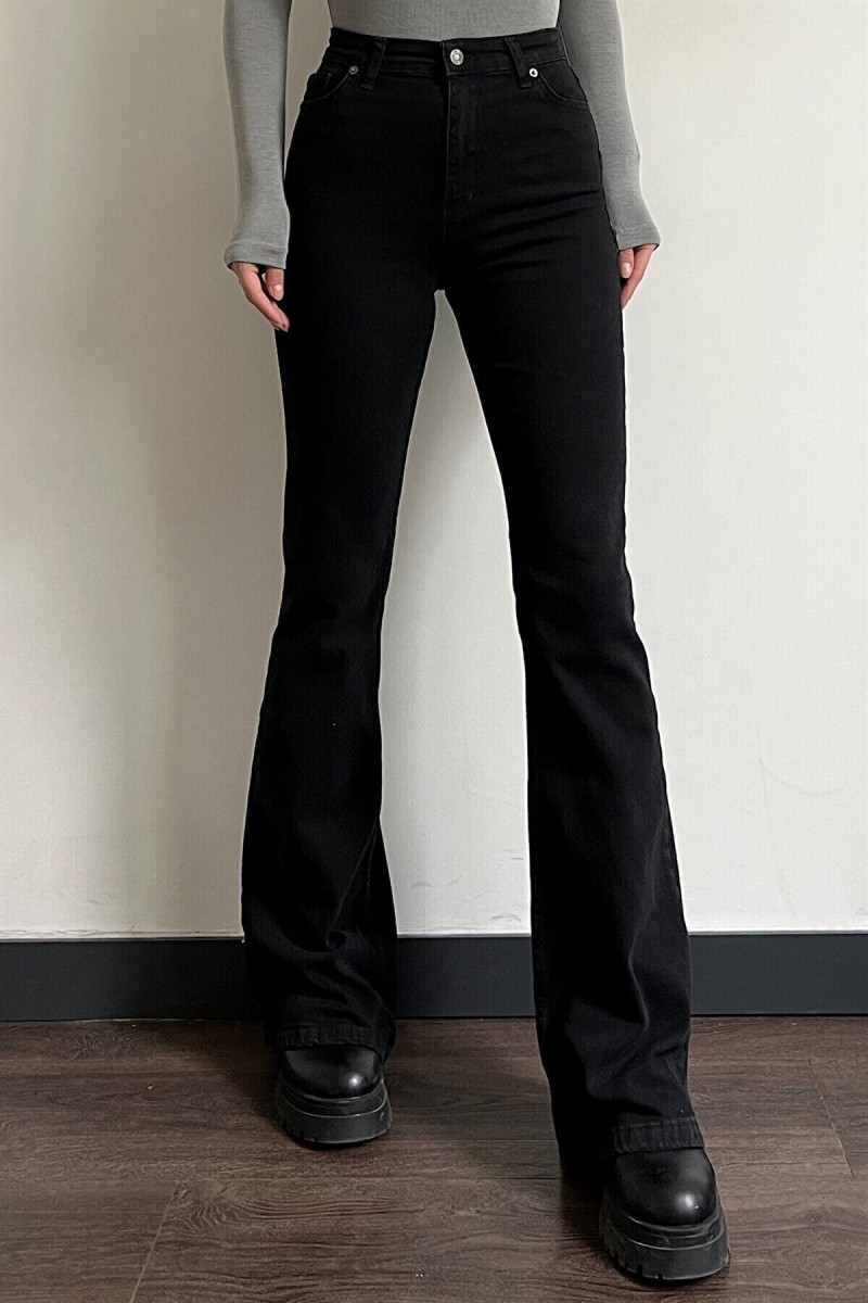 Siyah Ispanyol Paça Flare ( Extra Rahat) Kot Pantolon Yüksek Bel Ispanyol Jeans Toparlayıcı