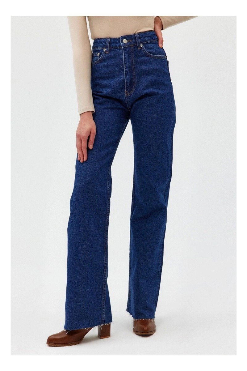 Paris Kadın Koyu Mavi Extra Yüksek Bel Salaş Paça Denim Kot Pantolon Paris Kadın Koyu Mavi Extra Yüksek Bel Salaş Paça Denim Kot Pantolon
