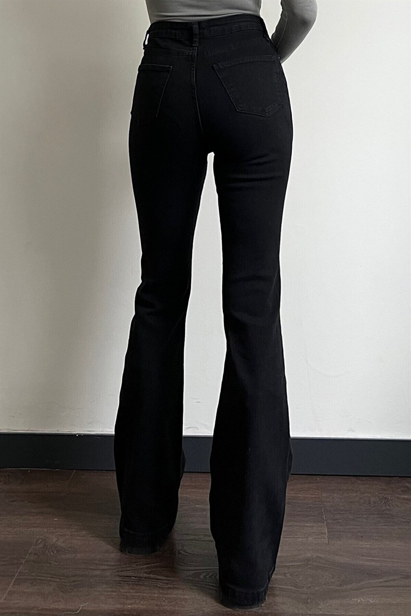 Siyah Ispanyol Paça Flare ( Extra Rahat) Kot Pantolon Yüksek Bel Ispanyol Jeans Toparlayıcı