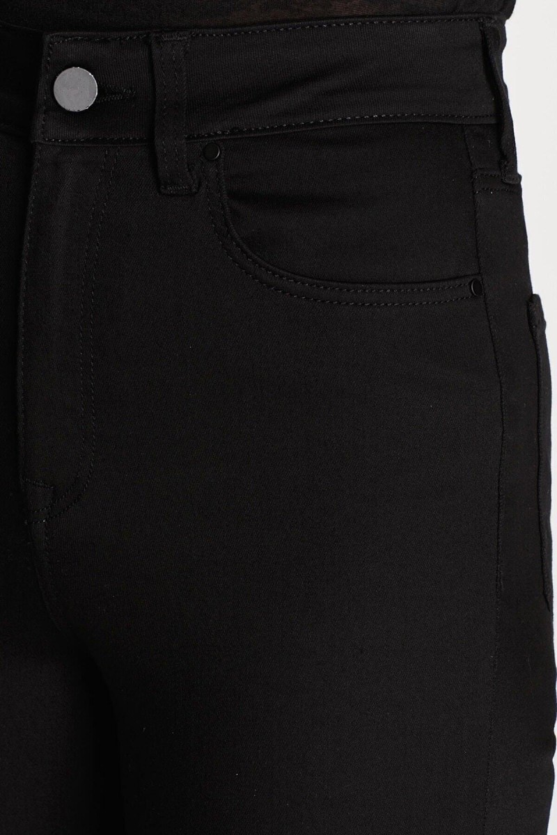 Extra Siyah Yüksek Bel Skinny Jeans Solmayan Kumaş