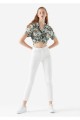 Montpellier Kadın Beyaz Tarz Yüksel Bel Bilek Boy Dar Paça Skinny Likralı Kot Pantalon