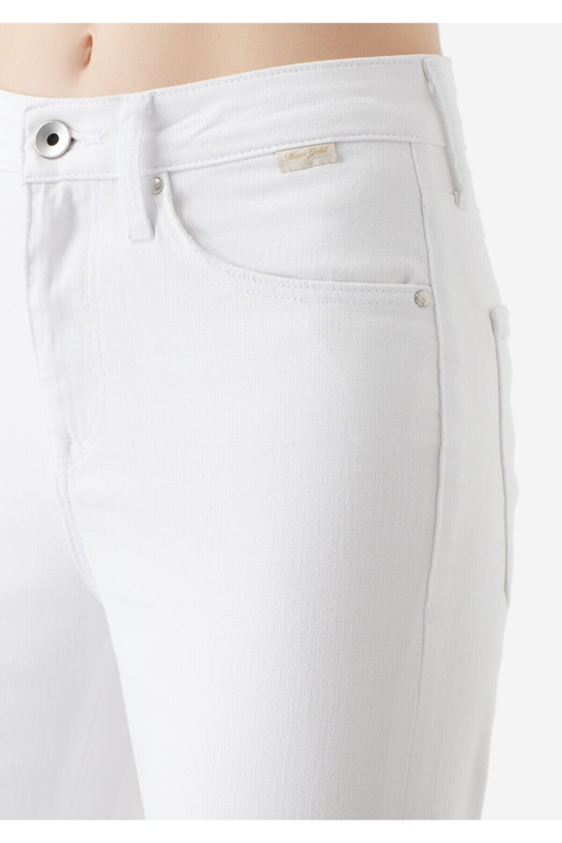 Montpellier Kadın Beyaz Tarz Yüksel Bel Bilek Boy Dar Paça Skinny Likralı Kot Pantalon