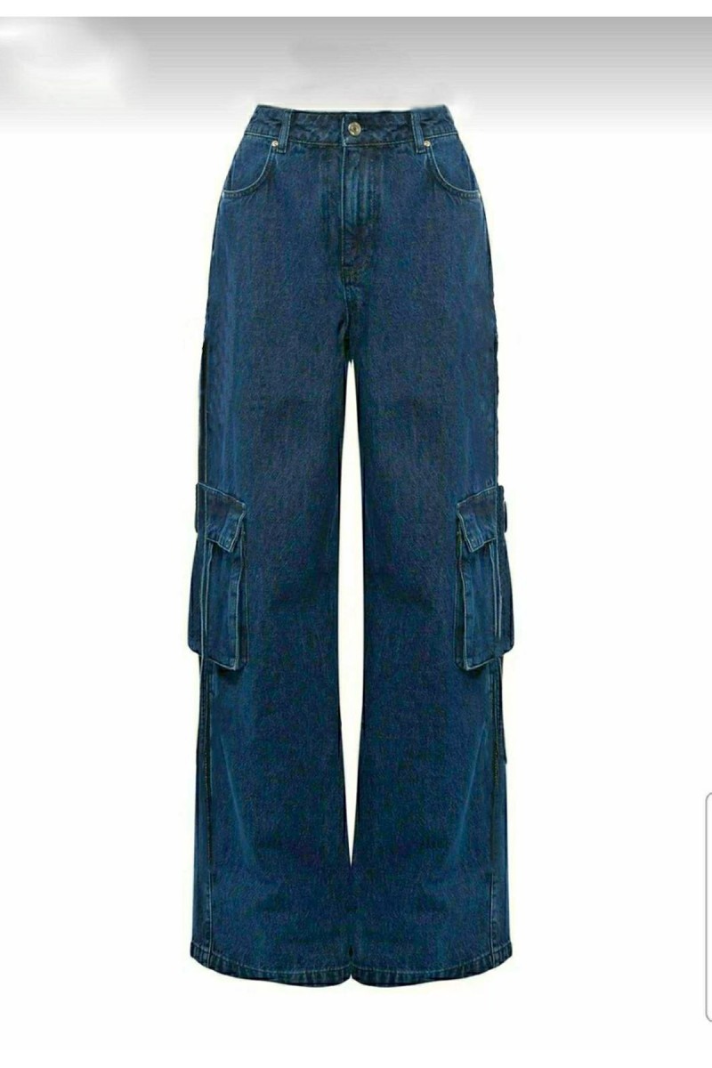 Jenny Kadın Koyu Mavi Süper Yüksek Bel Solmaz Likralı Arka Cepsiz Model Kargo Jeans Jenny Kadın Koyu Mavi Süper Yüksek Bel Solmaz Likralı Arka Cepsiz Model Kargo Jeans