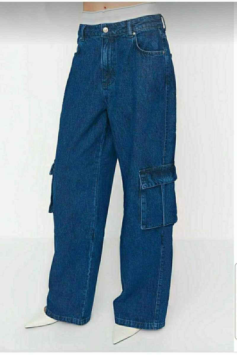 Jenny Kadın Koyu Mavi Süper Yüksek Bel Solmaz Likralı Arka Cepsiz Model Kargo Jeans Jenny Kadın Koyu Mavi Süper Yüksek Bel Solmaz Likralı Arka Cepsiz Model Kargo Jeans