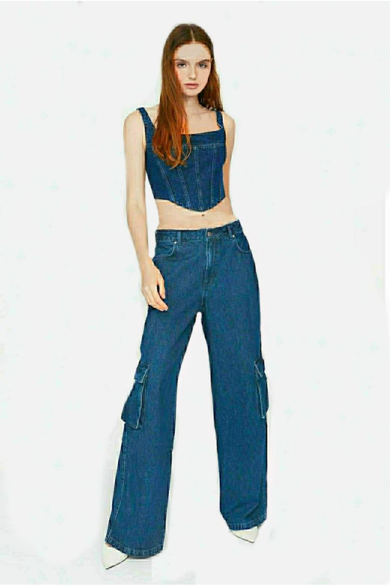 Jenny Kadın Koyu Mavi Süper Yüksek Bel Solmaz Likralı Arka Cepsiz Model Kargo Jeans Jenny Kadın Koyu Mavi Süper Yüksek Bel Solmaz Likralı Arka Cepsiz Model Kargo Jeans