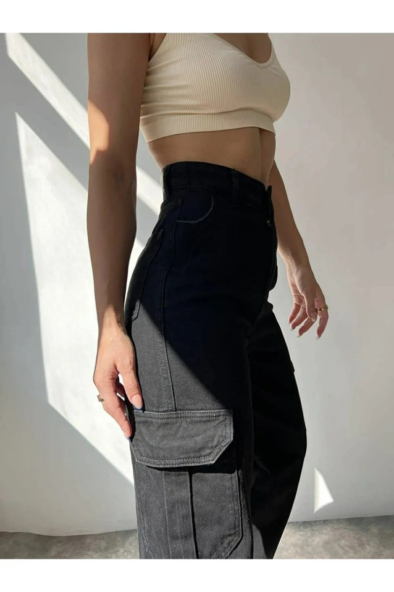 Diya Kadın Solmaz Likralı Siyah Süper Yüksek Bel Arka Cepsiz Model Kargo Jeans Diya Kadın Solmaz Likralı Siyah Süper Yüksek Bel Arka Cepsiz Model Kargo Jeans