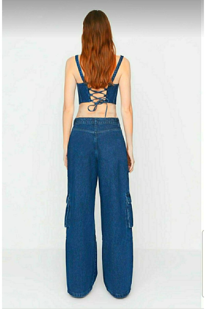 Jenny Kadın Koyu Mavi Süper Yüksek Bel Solmaz Likralı Arka Cepsiz Model Kargo Jeans Jenny Kadın Koyu Mavi Süper Yüksek Bel Solmaz Likralı Arka Cepsiz Model Kargo Jeans