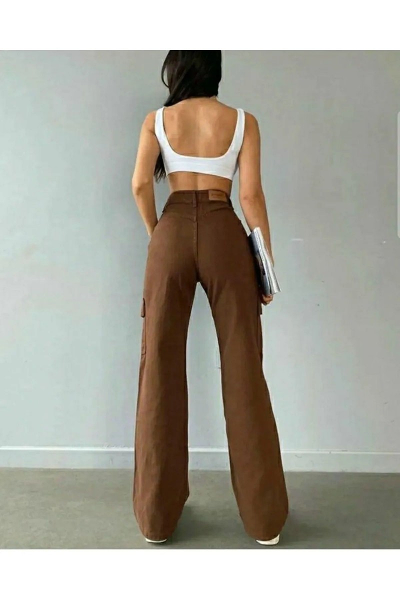 Jenny Kadın Kahverengi Süper Yüksek Bel Solmaz Likralı Arka Cepsiz Model Kargo Jeans Jenny Kadın Kahverengi Süper Yüksek Bel Solmaz Likralı Arka Cepsiz Model Kargo Jeans