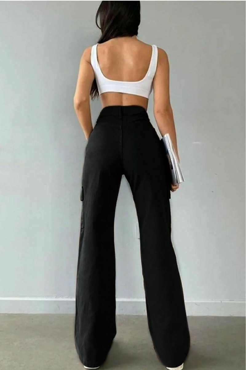 Jenny Kadın Siyah Süper Yüksek Bel Solmaz Likralı Arka Cepsiz Model Kargo Jeans Jenny Kadın Siyah Süper Yüksek Bel Solmaz Likralı Arka Cepsiz Model Kargo Jeans