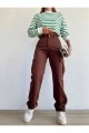 Clara Kahverengi Süper Yüksek Bel Kadın Likralı Arka Cepsiz Model Kargo Jeans Clara Kahverengi Süper Yüksek Bel Kadın Likralı Arka Cepsiz Model Kargo Jeans