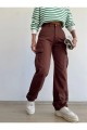 Clara Kahverengi Süper Yüksek Bel Kadın Likralı Arka Cepsiz Model Kargo Jeans Clara Kahverengi Süper Yüksek Bel Kadın Likralı Arka Cepsiz Model Kargo Jeans