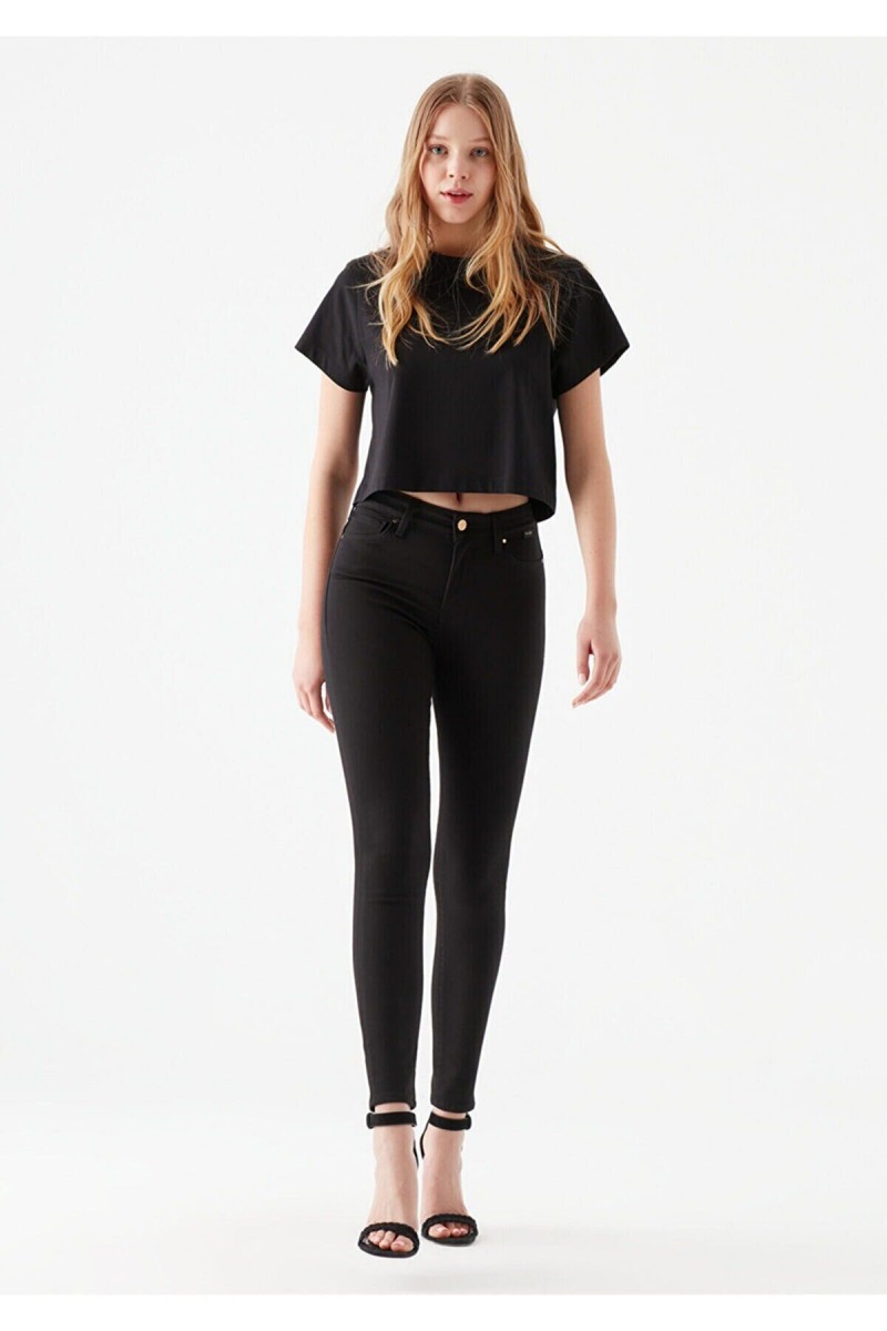 Likralı Dar Paça Skinny Siyah Kadın Bilek Boy Yüksel Bel Kot Pantalon Likralı Dar Paça Skinny Siyah Kadın Bilek Boy Yüksel Bel Kot Pantalon