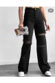 Kadın Siyah Yırtık Extra Yüksek Bel Salaş Paça Denim Kot Pantolon Kadın Siyah Yırtık Extra Yüksek Bel Salaş Paça Denim Kot Pantolon