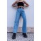 Kadın Tatlı Mavi Extra Yüksek Bel Salaş Paça Denim Kot Pantolon