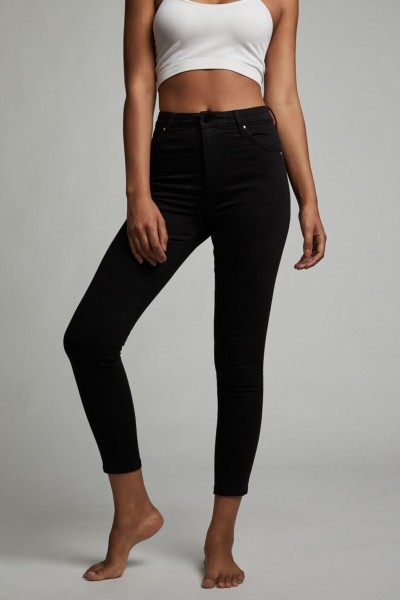 Likralı Dar Paça Skinny Siyah Kadın Bilek Boy Yüksel Bel Kot Pantalon
