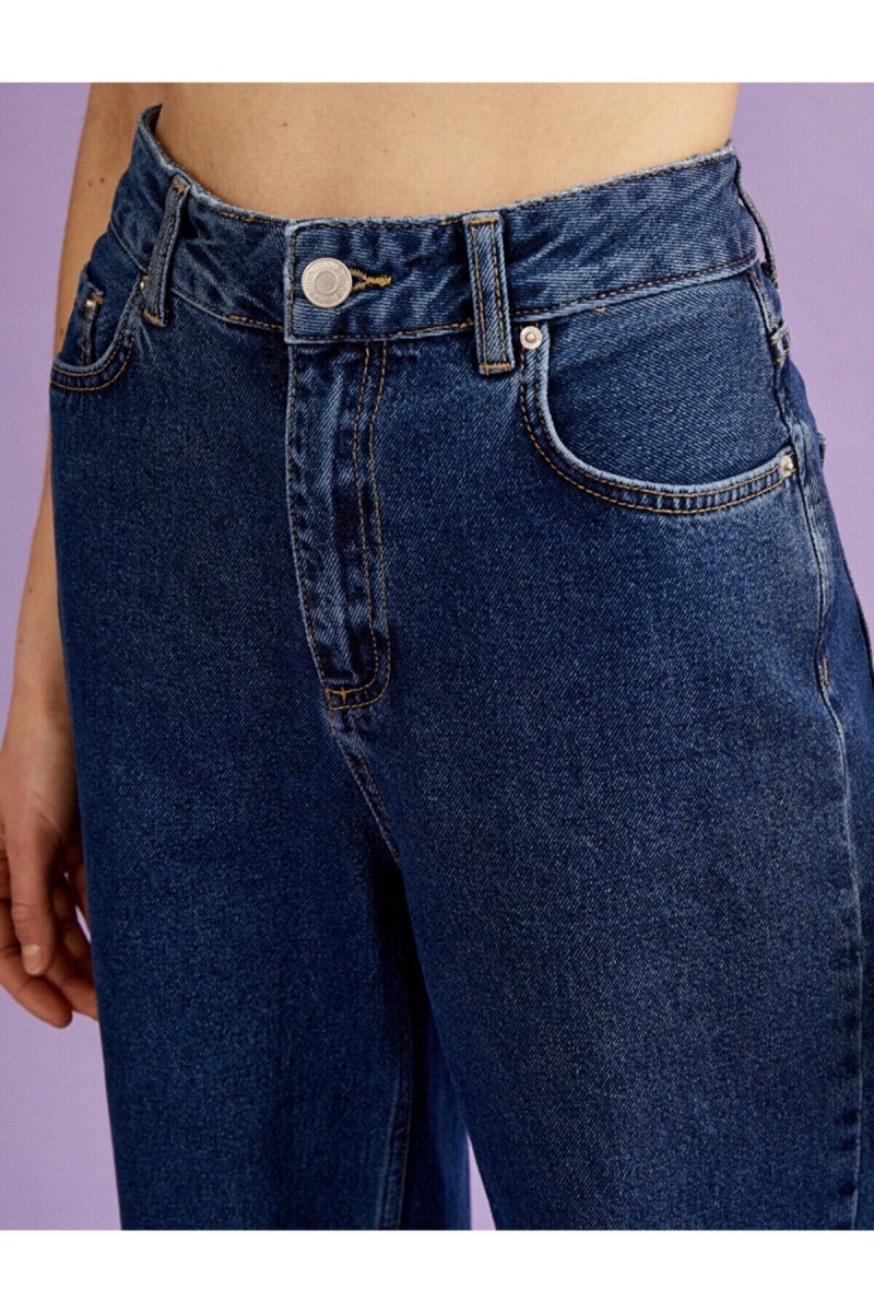 Extra Yüksek Bel Salaş Paça Kadın Koyu Mavi Denim Kot Pantolon Extra Yüksek Bel Salaş Paça Kadın Koyu Mavi Denim Kot Pantolon