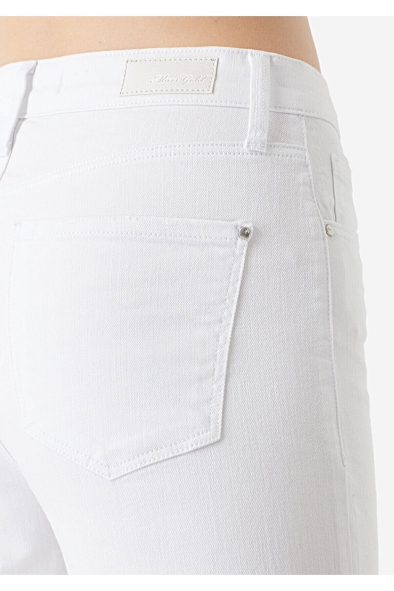 Beyaz Skinny Jean Kadın Bilek Boy Yüksel Bel Kot Pantalon