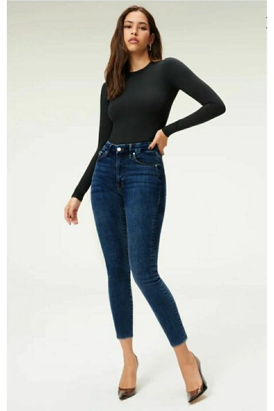 Koyu Mavi Bıyıklı Skinny Jean Kadın Bilek Boy Yüksel Bel Kot Pantalon