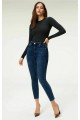 Koyu Mavi Bıyıklı Skinny Jean Kadın Bilek Boy Yüksel Bel Kot Pantalon Koyu Mavi Bıyıklı Skinny Jean Kadın Bilek Boy Yüksel Bel Kot Pantalon
