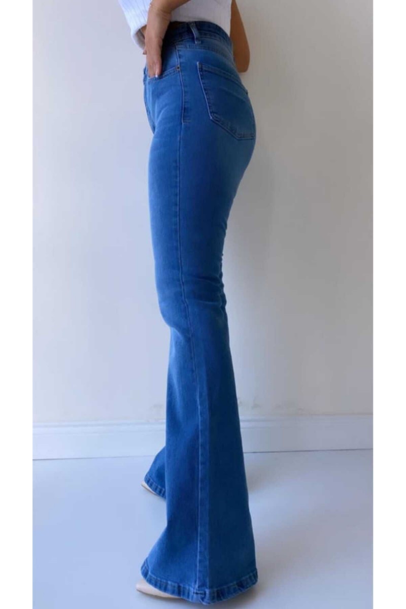 Orta Mavi Ispanyol Paça Yüksek Bel Jeans Orta Mavi Ispanyol Paça Yüksek Bel Jeans