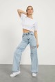 Extra Yüksek Bel Açık Mavi Kar Yıkama 3 Yırtık Salaş Paça Kadın Denim Kot Jean Extra Yüksek Bel Açık Mavi Kar Yıkama 3 Yırtık Salaş Paça Kadın Denim Kot Jean
