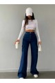 Yüksek Bel Likralı Arka Cepsiz Model Kadın Koyu Kargo Jeans Yüksek Bel Likralı Arka Cepsiz Model Kadın Koyu Kargo Jeans