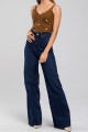 Yüksek Bel Salaş Paça Koyu Mavi Kadın Kot Jeans Yüksek Bel Salaş Paça Koyu Mavi Kadın Kot Jeans