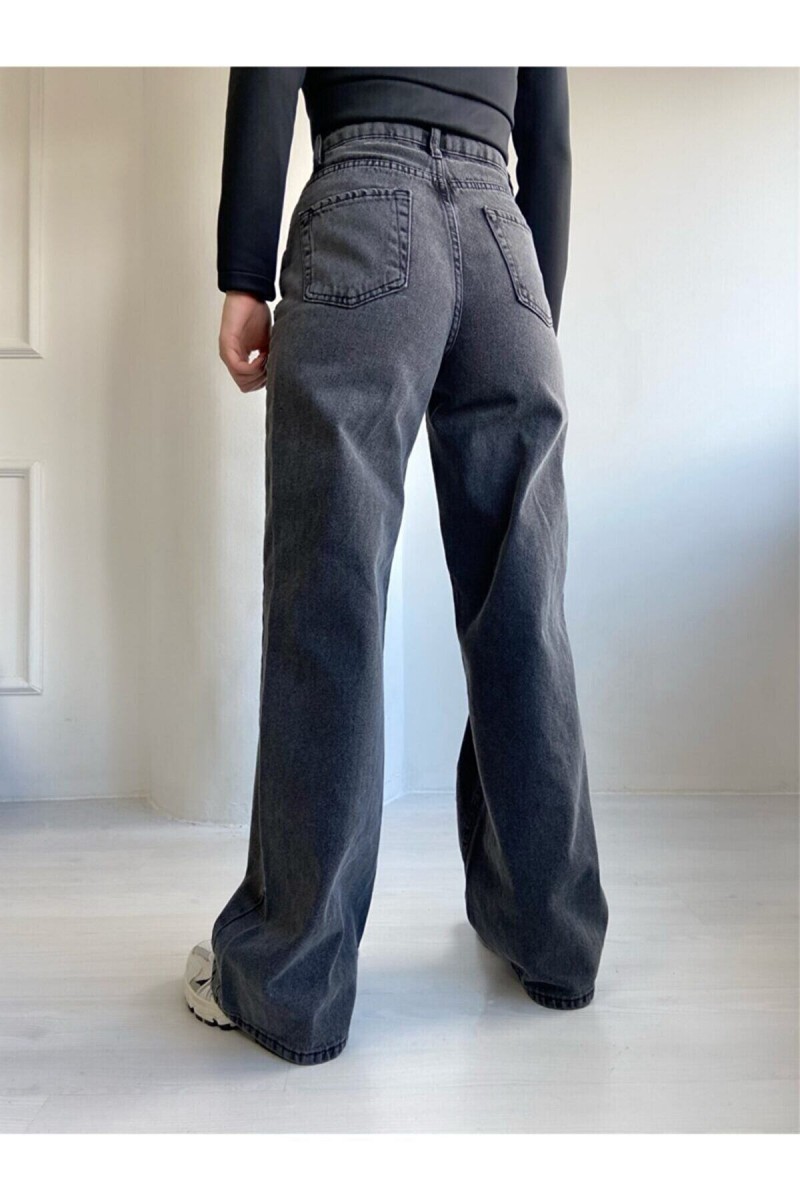 Yüksek Bel Salaş Paça Füme Kar Yıkama Kadın Kot Jeans Yüksek Bel Salaş Paça Füme Kar Yıkama Kadın Kot Jeans