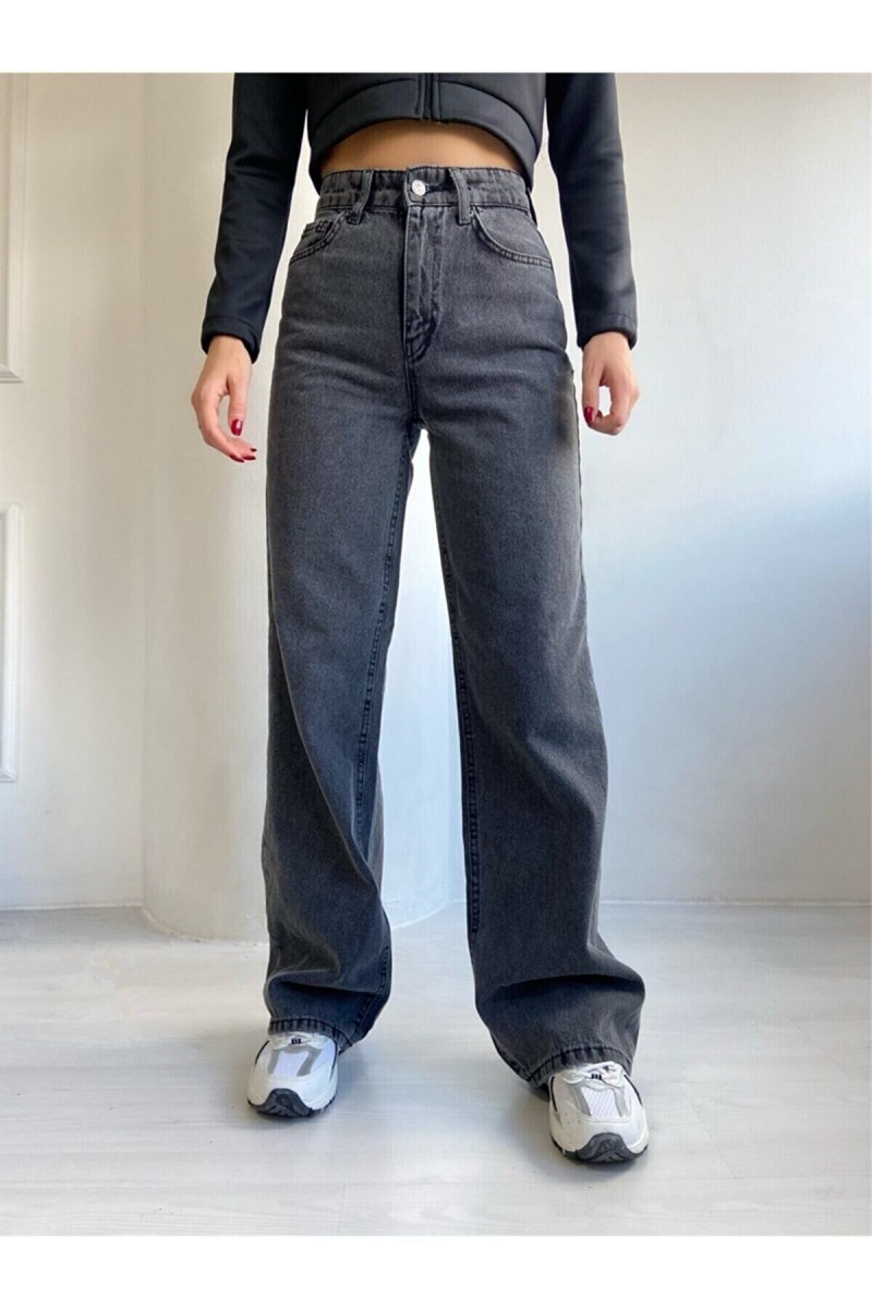 Yüksek Bel Salaş Paça Füme Kar Yıkama Kadın Kot Jeans Yüksek Bel Salaş Paça Füme Kar Yıkama Kadın Kot Jeans