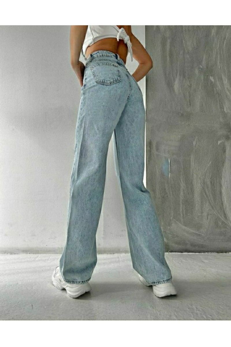 Süper Yüksek Bel Salaş Salaş Paça Buz Kar Yıkama Likralı Kadın Denim Kot Jean