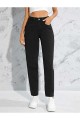Siyah Likralı Solmaz Kumaş Mom Jeans Siyah Likralı Solmaz Kumaş Mom Jeans