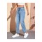Mavi Kar Yıkama Likralı Mom Jeans