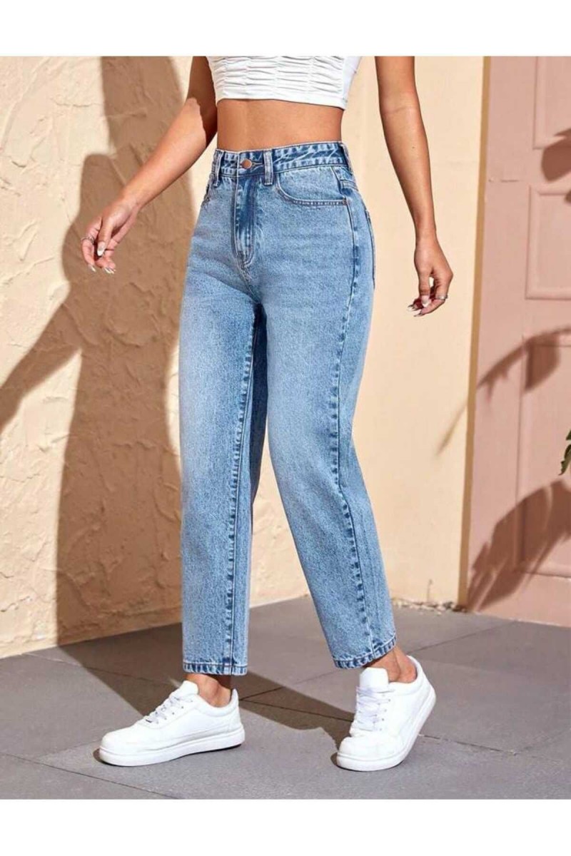 Mavi Kar Yıkama Likralı Mom Jeans Mavi Kar Yıkama Likralı Mom Jeans