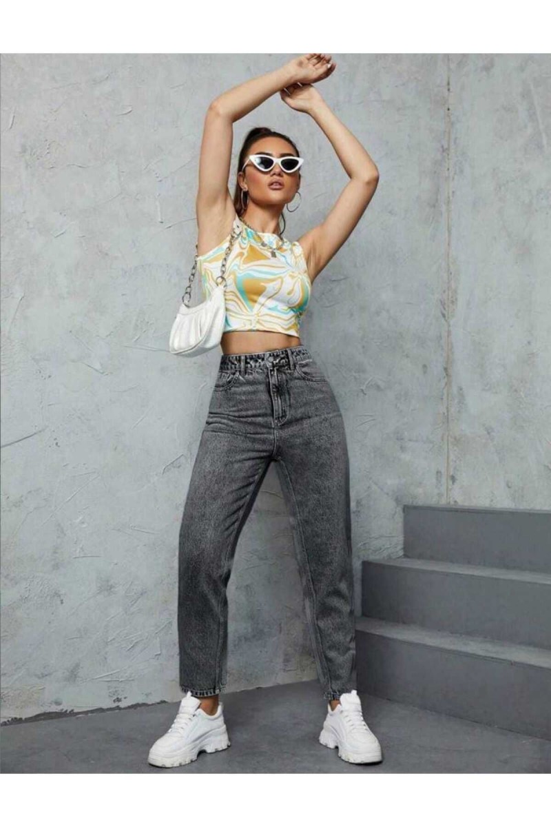Casper Füme Kar Yıkama Mom Jeans Casper Füme Kar Yıkama Mom Jeans