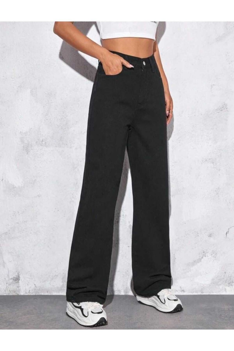 Yüksek Bel Siyah Salaş Kot Jeans Yüksek Bel Siyah Salaş Kot Jeans