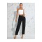 Siyah Likralı Solmaz Kumaş Mom Jeans