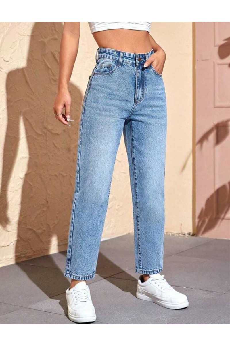 Mavi Kar Yıkama Likralı Mom Jeans Mavi Kar Yıkama Likralı Mom Jeans