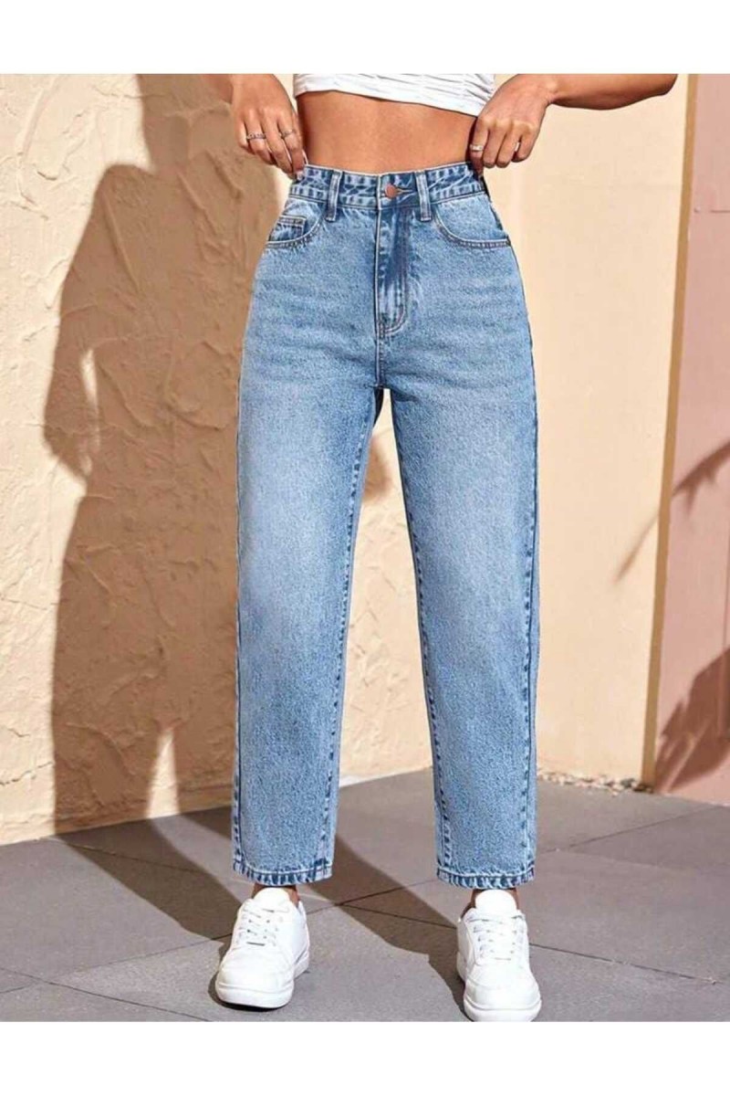 Mavi Kar Yıkama Likralı Mom Jeans Mavi Kar Yıkama Likralı Mom Jeans