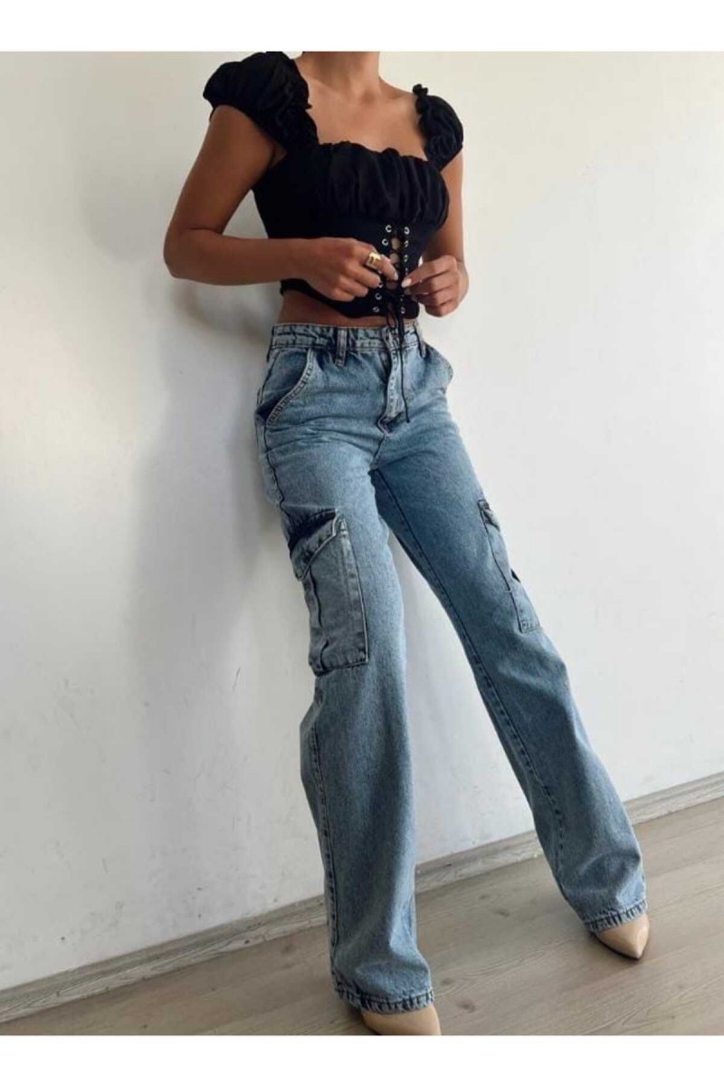 Kar Yıkama Likralı Arka Cepsiz Model Kargo Palazzo Pantolon Kar Yıkama Likralı Arka Cepsiz Model Kargo Palazzo Pantolon
