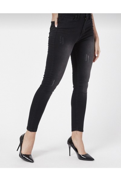 Taslamalı Sıyah Jeans