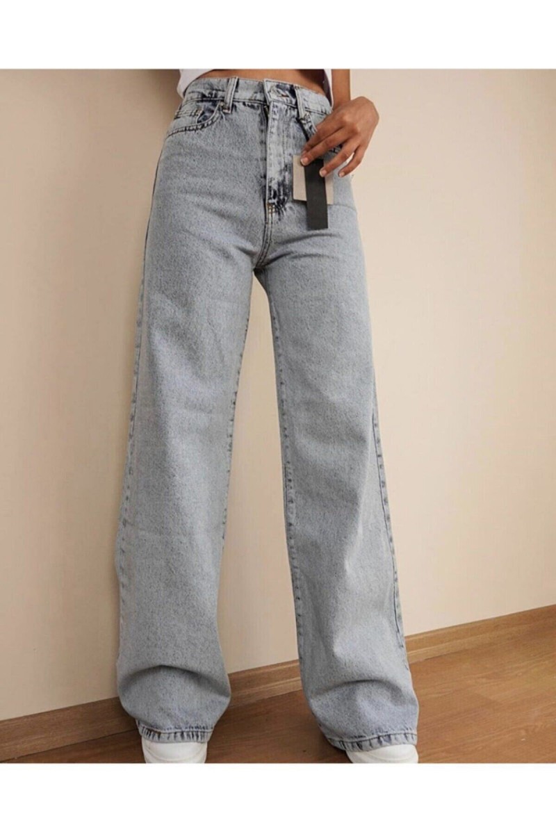 Mavi Kar Yıkama Yüksek Bel Salaş Kot Jeans Mavi Kar Yıkama Yüksek Bel Salaş Kot Jeans