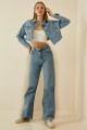 Koyu Kar Yıkama Yüksek Bel Salaş Kot Jeans Koyu Kar Yıkama Yüksek Bel Salaş Kot Jeans