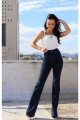 Flare Jeans Koyu Mavi Solmaz Ispanyol Yüksek Bel Flare Jeans Koyu Mavi Solmaz Ispanyol Yüksek Bel