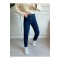 Yüksek Bel Likralı Koyu Mavi  Mom Jeans