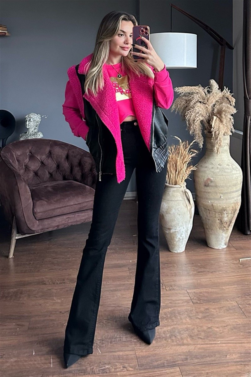 Siyah Solmaz Ispanyol Yüksek Bel Flare Jeans