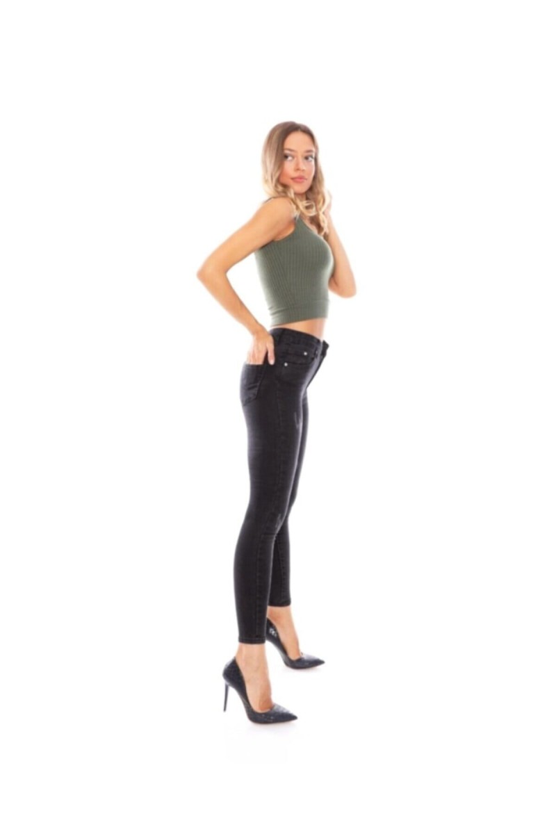 Siyah Kot Yıpratmalı Normal Yüksel Bel Jeans Renk S.o.l.m.a.z Skinny (TOPARLAYICI)
