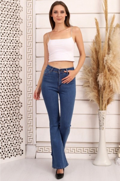 Ispanyol Renk Solmaz Koyu Mavi Ispanyol Jeans