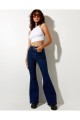 Flare Jeans Koyu Mavi Solmaz Ispanyol Yüksek Bel Flare Jeans Koyu Mavi Solmaz Ispanyol Yüksek Bel