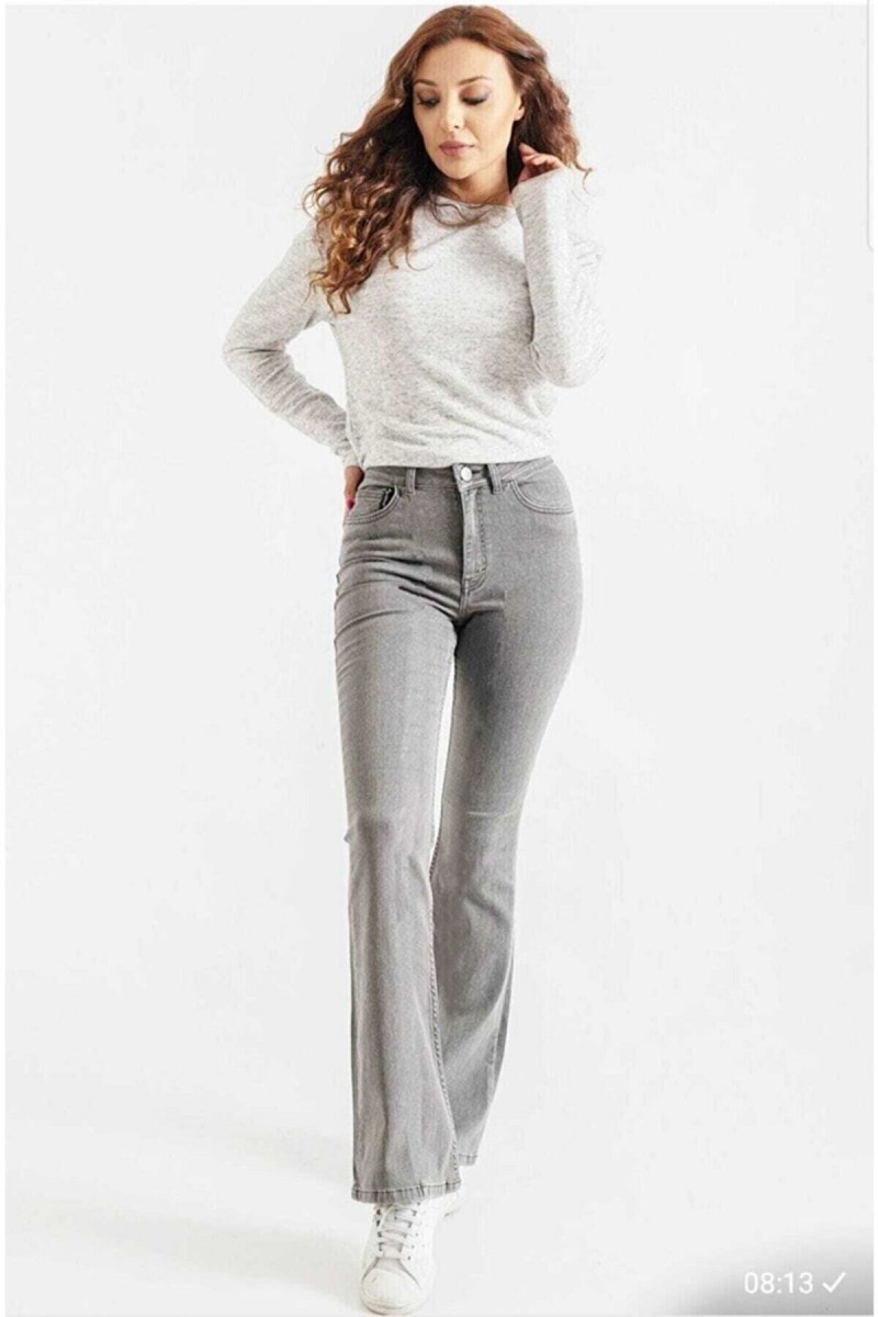 Gri Ispanyol Paça Flare ( Extra Rahat) Yüksek Bel Ispanyol Jeans Toparlayıcı Gri Ispanyol Paça Flare ( Extra Rahat) Yüksek Bel Ispanyol Jeans Toparlayıcı